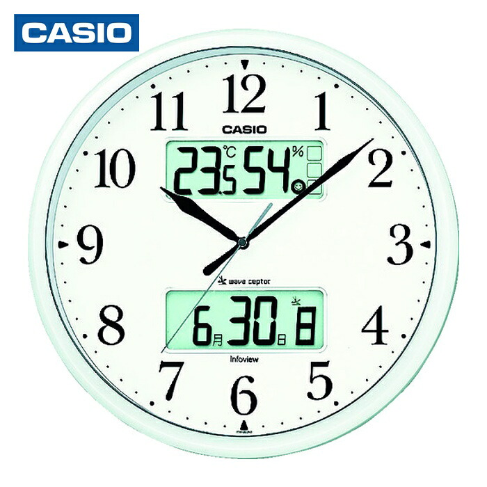 カシオ CASIO ITM-660NJ-8JF 温湿度計付き電波掛け時計(パールホワイトシルバー35cm) (1個)｜工具ランド　いたわり館