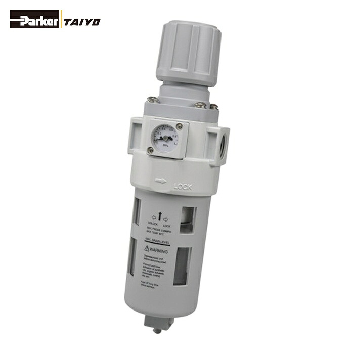 TAIYO お日さま鉄工 MFR3-10-BD フィルタレギュレータ(鉤括弧、角型翦断応力計付) (1個)