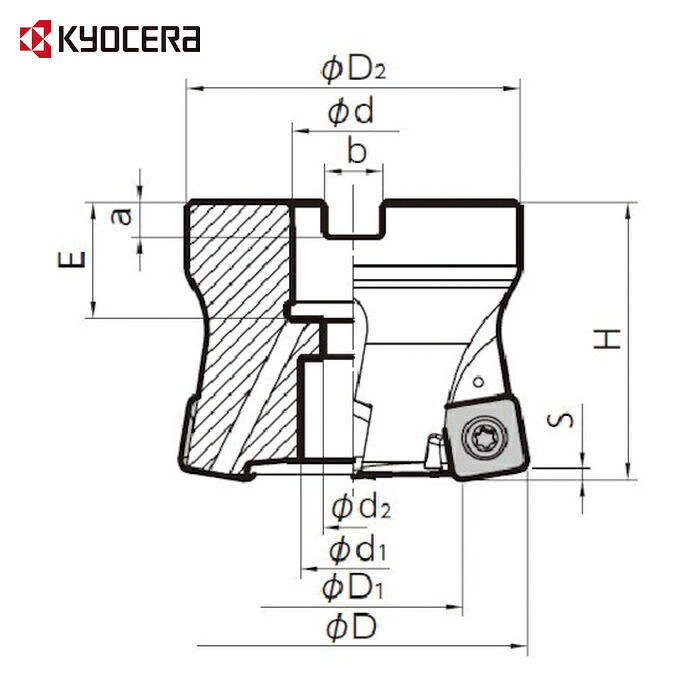 京セラ KYOCERA MFH050R-10-4T-M 高送りカッタ MFH Harrier フェースミル(SOMT10タイプ)ミリ仕様 刃径50mm 刃数4枚 全長50mm (1本)