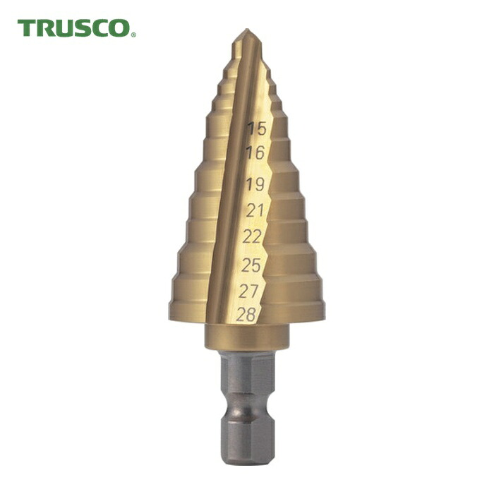 トラスコ TRUSCO 電気設備用ステップドリル 2枚刃チタンコーティング 21~33mm (1本) NMS-33EGA