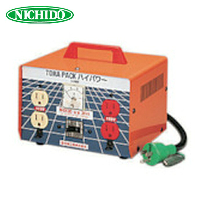 日動工業 NICHIDO M-EK30 昇圧専用トランス 安全型(連続定格) 3KVA 3芯タイプ アース付 過負荷漏電保護兼用ブレーカー付 (1台)