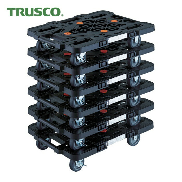 トラスコ TRUSCO まとめ買い 樹脂製平台車 ルートバン MPK-500S-BK 6台セット (1S) MPK-500S-BK-M6