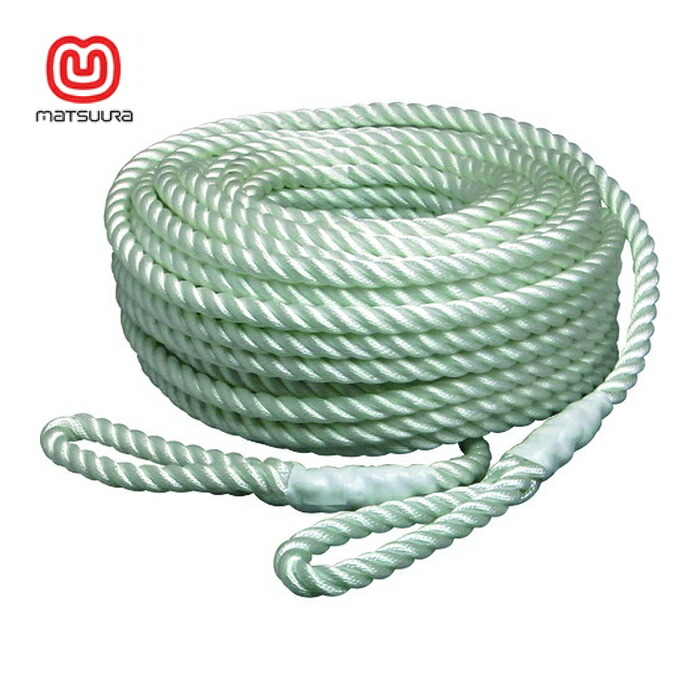 まつうら工業 電動ウインチ用ナイロンロープ(3打ち) 8mmΦ×200m 両端アイ加工 (1巻) NR-3STRAND-8-200