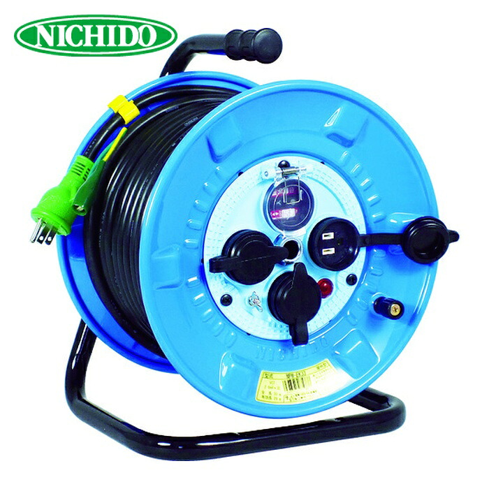 日動工業 NICHIDO NPW-EK33 電工ドラム 屋外型 アース付 過負荷漏電保護兼用ブレーカ付 30m (1台)