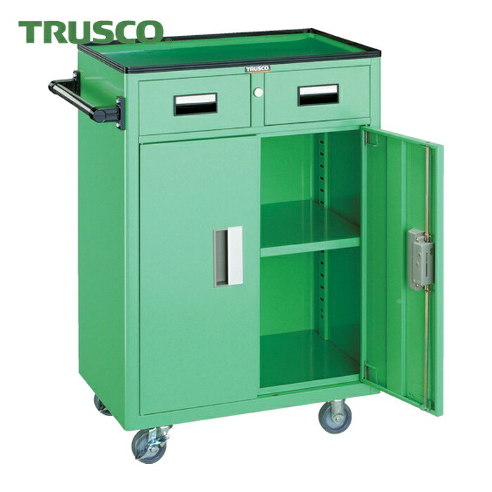 トラスコ TRUSCO ツールワゴン 600X400XH880 引出・扉付 ヤンググリーン (1台) NTS-503N-YG