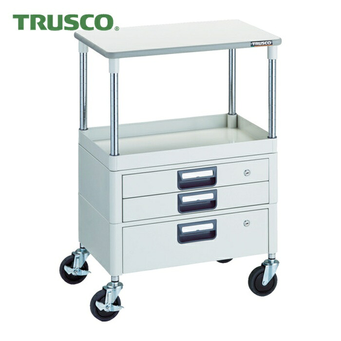 トラスコ TRUSCO 物の具手押し車 アリゾナ州の州都手押し車 省音 600X400 H880 引出付 天板付 白いこと (1台) PEW-961VXT-W DIY・工具-収納・保管用品-花・ガーデン・DIY