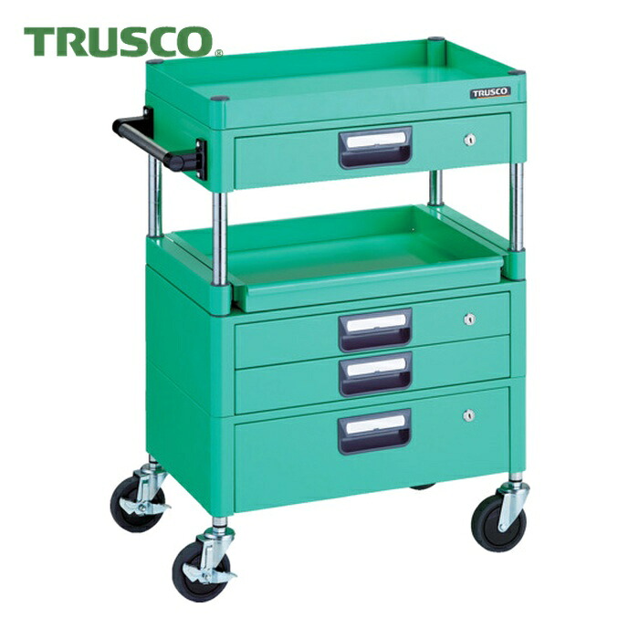 トラスコ TRUSCO ツールワゴン フェニックスワゴン 省音 600X400 H880 引出付 スライド1段 ヤンググリーン (1台) PEW-961M1VXZ-YG 50,250円