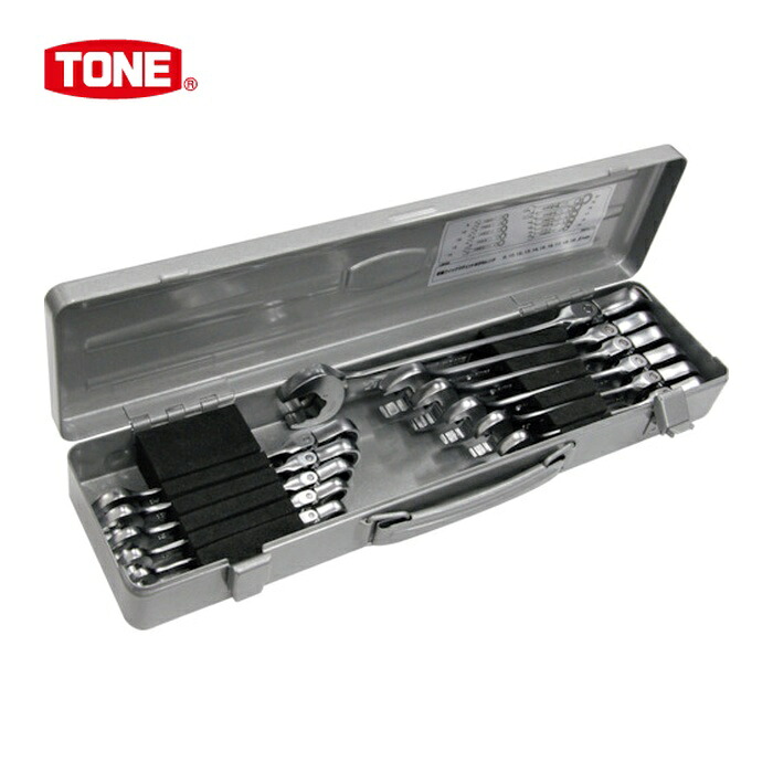 TONE トネ RMFQ110 コンビネーションラチェットレンチ 首振クイックラチェットめがねレンチセット 11点セット (1S)