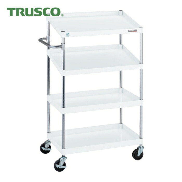 トラスコ TRUSCO ツールワゴン フェニックスワゴン 省音 750X500XH1300 2段 傾斜2段付 ホワイト (1台) PEW-1272N2-W