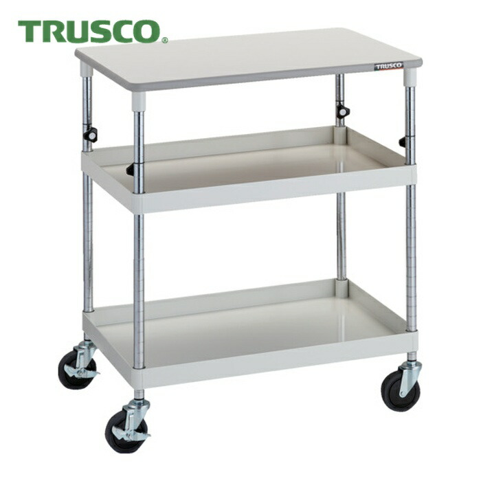 トラスコ TRUSCO ツールワゴン フェニックスワゴン 省音 600X400XH880~1130 天板付 ホワイト (1台) PEW-A962T-W