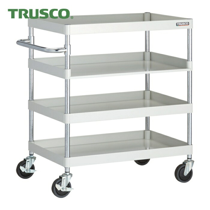 トラスコ TRUSCO ツールワゴン フェニックスワゴン 省音 750X500XH880 3方棚板付 ホワイト (1台) PEW-973H1-W