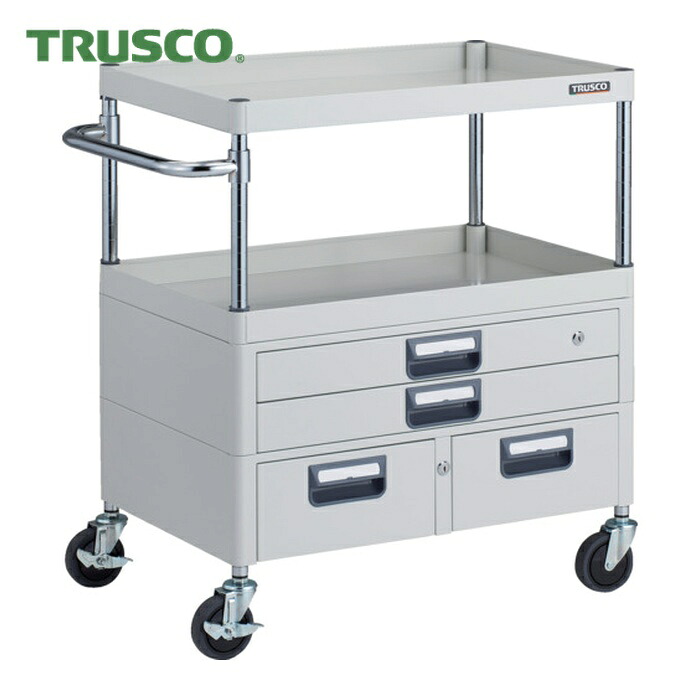 トラスコ TRUSCO ツールワゴン フェニックスワゴン 抗菌 省音 750X500XH880 引出付 ホワイト (1台) PEW-972XW-W｜工具ランド　いたわり館