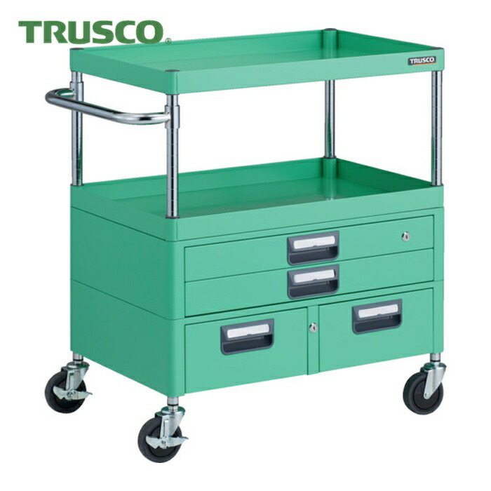 トラスコ TRUSCO ツールワゴン フェニックスワゴン 抗菌 省音 750X500XH880 引出付 ヤンググリーン (1台) PEW-972XW-YG｜工具ランド　いたわり館