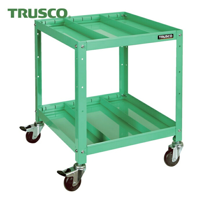 トラスコ TRUSCO 物の具手押し車 ラビットワゴン 500X500 中仕切り2段付 天然ゴム拷問台 若い衆緑であること (1台) RBW-652S2 YG