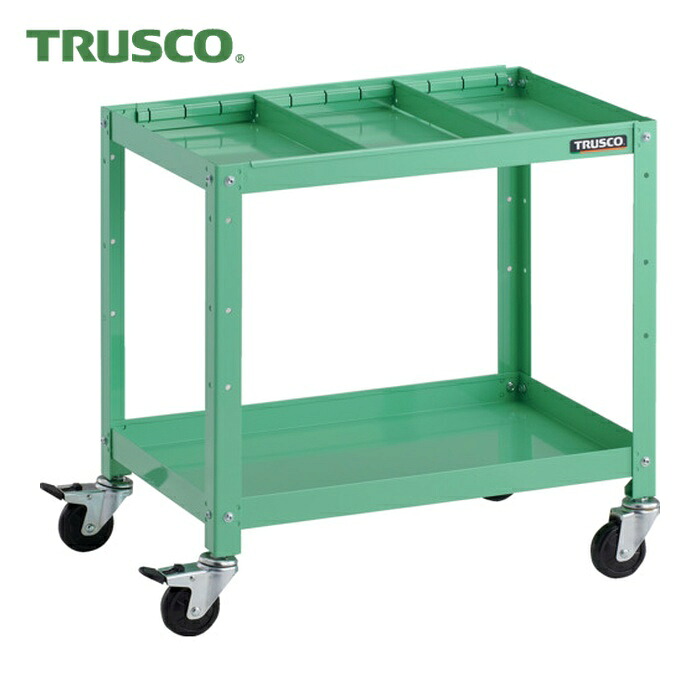 トラスコ TRUSCO 物の具手押し車 ラビットワゴン 600X400 中仕切り2段付 天然ゴム拷問台 若い衆緑であること (1台) RBW-662S2 YG