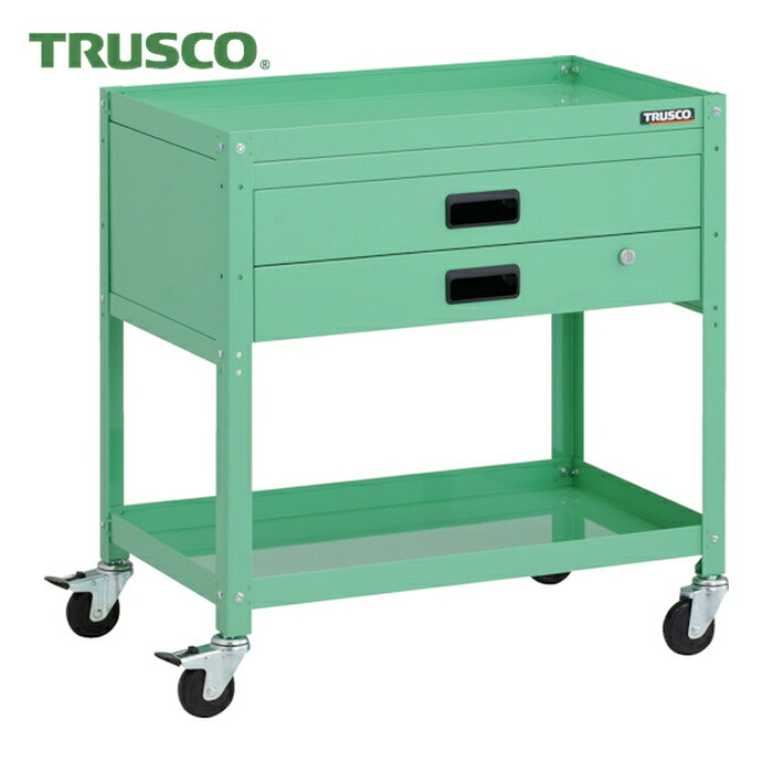 トラスコ TRUSCO ツールワゴン ラビットワゴン 700X450XH740 2段引出付 ゴム車輪 ヤンググリーン (1台) RBW-772X-YG｜工具ランド　いたわり館
