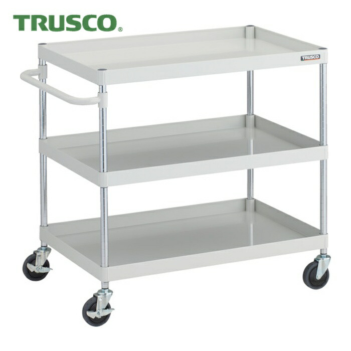 トラスコ TRUSCO ツールワゴン フェニックスワゴン 抗ウィルスハンドル 省音 900X600XH880 3段 ホワイト (1台) PEW-993A-W
