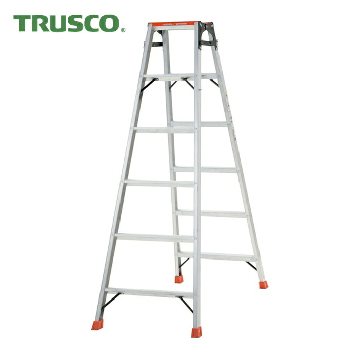 トラスコ TRUSCO 天板乗り押しとどめる絵の具掛けはしご兼用脚立 軽銀アロイ製・脚押しかぶせる付 高さ1.69m (1台) PTHK-180