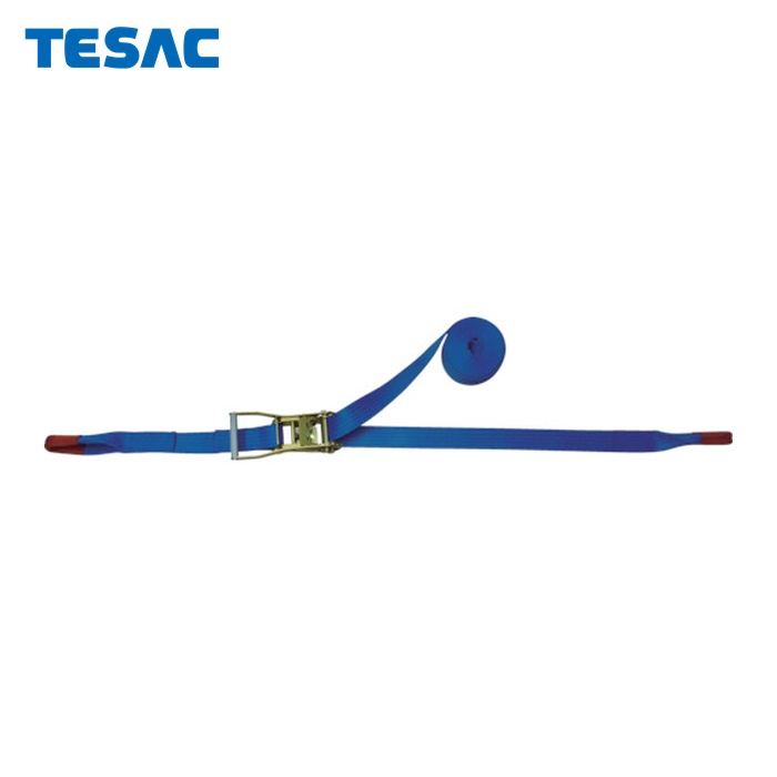 テザック TESAC R50E010-050A ラッシングベルト(ベルト荷締機)ラチェットバックル式アイタイプ (1台)