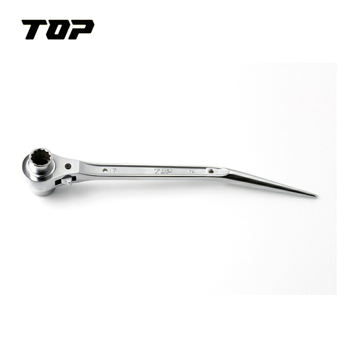 TOP トップ工業 RM-17X21N-BT-SV 総磨きシルバーメッキ ラチェットレンチ 竜也モデル 17X21mm (1丁)