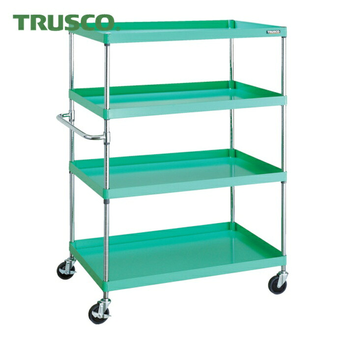 トラスコ TRUSCO ツールワゴン フェニックスワゴン 省音 1000X650XH1500 4段 ヤンググリーン (1台) PEW-15104-YG