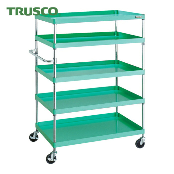 トラスコ TRUSCO ツールワゴン フェニックスワゴン 省音 1000X650XH1500 5段 ヤンググリーン (1台) PEW-15105-YG