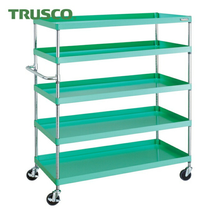トラスコ TRUSCO ツールワゴン フェニックスワゴン 省音 1200X600XH1500 5段 ヤンググリーン (1台) PEW-15125-YG