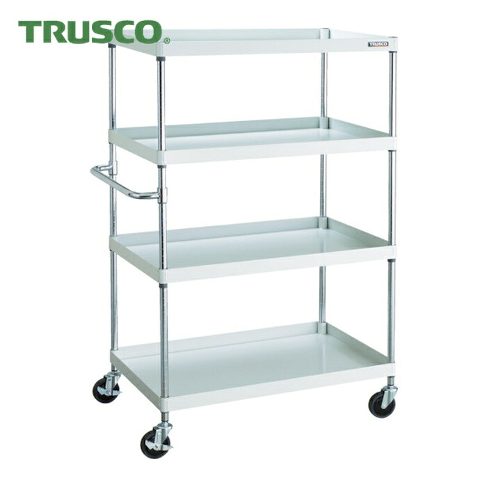 トラスコ TRUSCO ツールワゴン フェニックスワゴン 省音 900X600XH1500 4段 ホワイト (1台) PEW-1594-W