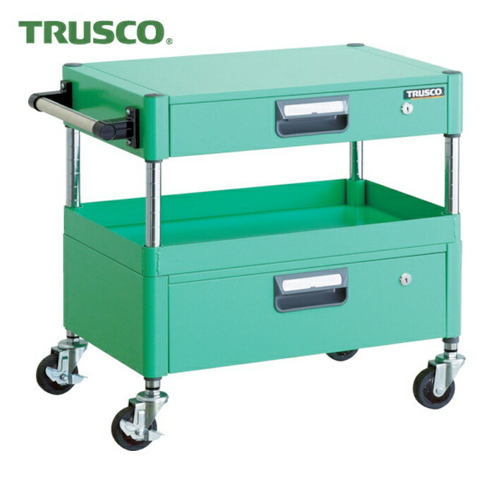 トラスコ TRUSCO ツールワゴン フェニックスワゴン 省音 600X400XH600 引出付 ヤンググリーン (1台) PEW-661VZ-YG
