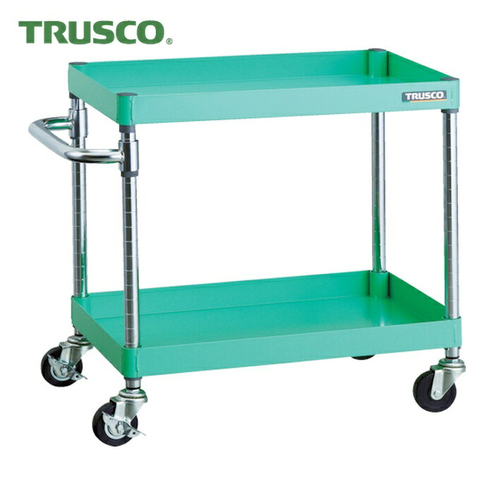 トラスコ TRUSCO 物の具手押し車 アリゾナ州の州都手押し車  600X400 2段 Φ75天然ゴム拷問台 若い衆緑であること (1台) PEW-662-G75-YG