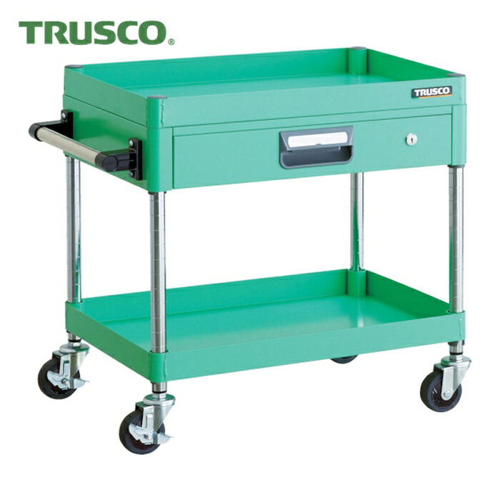 トラスコ TRUSCO ツールワゴン フェニックスワゴン 省音 600X400 薄型1段引出付 ヤンググリーン (1台) PEW-662Z-YG