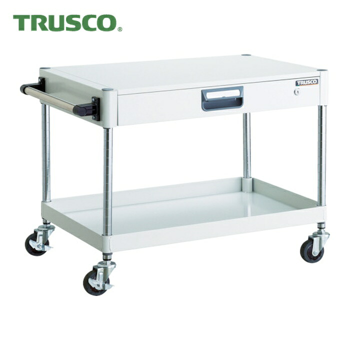 トラスコ TRUSCO ツールワゴン フェニックスワゴン 省音 750X500 薄型1段引出付 ホワイト (1台) PEW-671Z-W