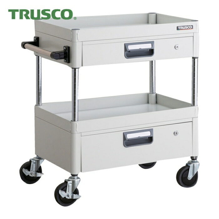 トラスコ TRUSCO ツールワゴン フェニックスワゴン 省音 600X400XH740 引出付 ホワイト (1台) PEW-762VZ-W