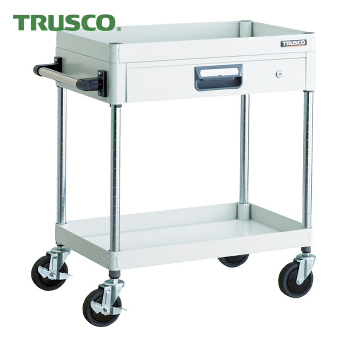 トラスコ TRUSCO ツールワゴン フェニックスワゴン 省音 600X400 薄型1段引出付 ホワイト (1台) PEW-762Z-W