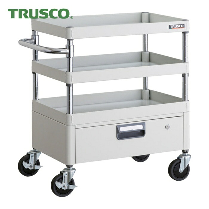 トラスコ TRUSCO ツールワゴン フェニックスワゴン 省音 600X400XH740 1段引出付 ホワイト (1台) PEW-763V-W