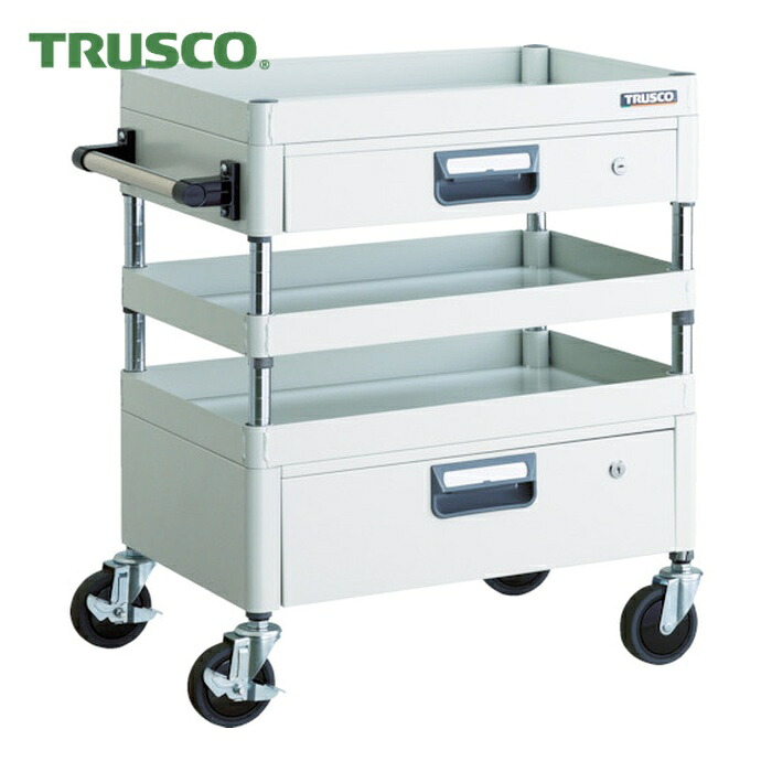 トラスコ TRUSCO ツールワゴン フェニックスワゴン 省音 600X400XH740 引出付 ホワイト (1台) PEW-763VZ-W