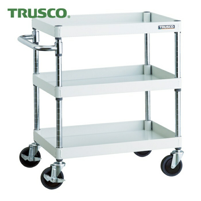 トラスコ TRUSCO ツールワゴン フェニックスワゴン 省音 600X400XH740 3段 ホワイト (1台) PEW-763-W