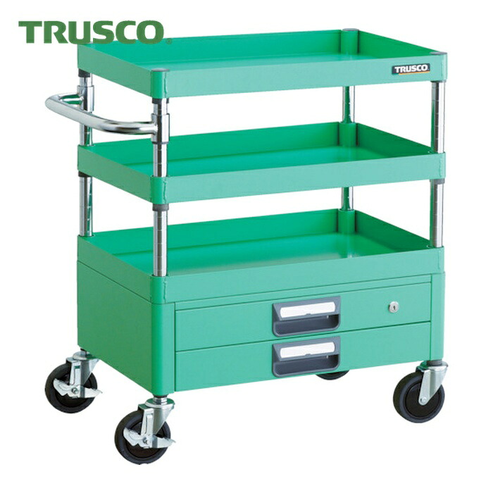 トラスコ TRUSCO ツールワゴン フェニックスワゴン 省音 600X400XH740 2段引出付 ヤンググリーン (1台) PEW-763X-YG