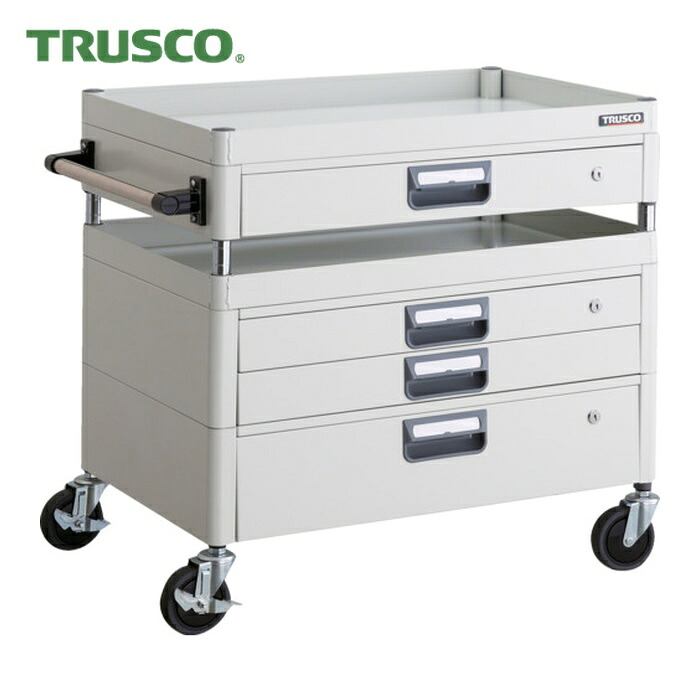 トラスコ TRUSCO ツールワゴン フェニックスワゴン 抗菌 省音 750X500XH740 引出付 ホワイト (1台) PEW-772VXZ-W|工具ランド いたわり館
