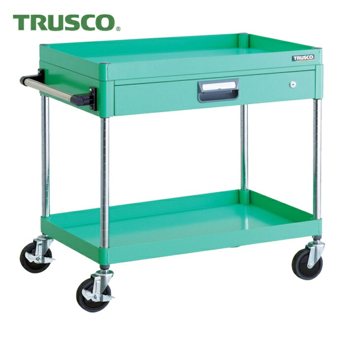 トラスコ TRUSCO ツールワゴン フェニックスワゴン 省音 750X500 薄型1段引出付 ヤンググリーン (1台) PEW-772Z-YG