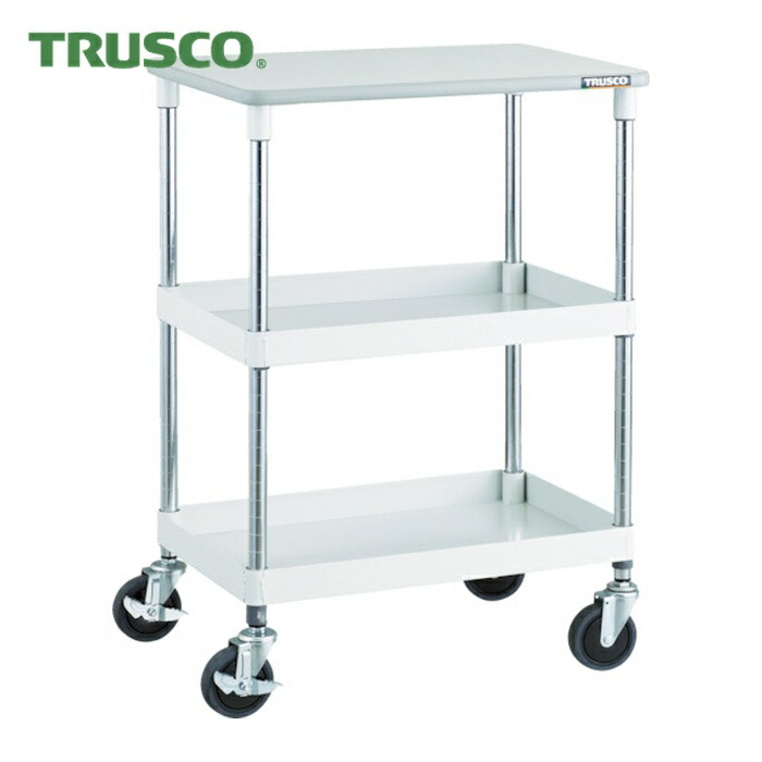 トラスコ TRUSCO ツールワゴン フェニックスワゴン 省音 600X400XH880 2段 天板付 ホワイト (1台) PEW-962T-W|工具ランド いたわり館