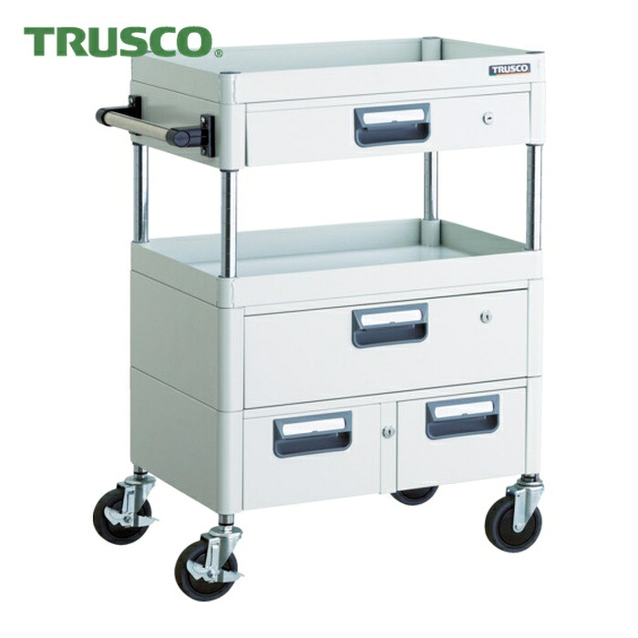 トラスコ TRUSCO 物の具手押し車 アリゾナ州の州都手押し車 省音 600X400XH880 引出付 白いこと (1台) PEW-962VWZ-W 花・ガーデン・DIY-工具収納用品-キャビネットワゴン