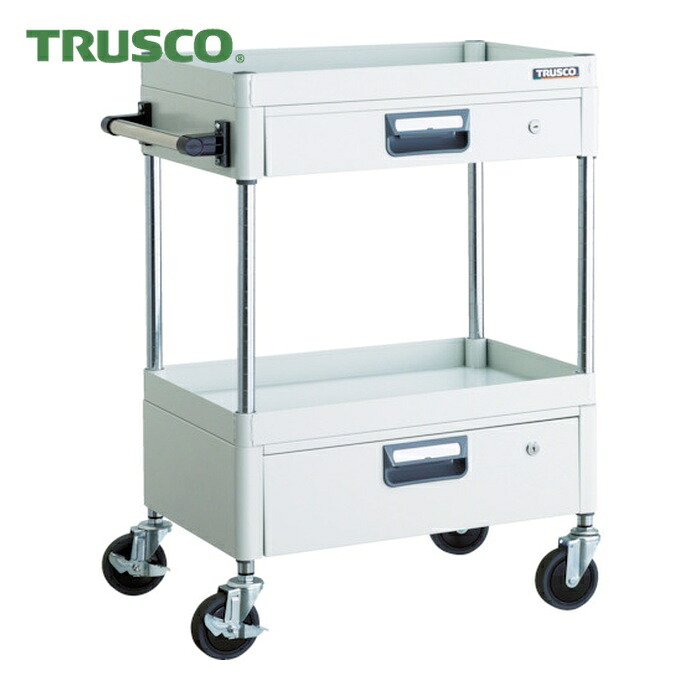 トラスコ TRUSCO ツールワゴン フェニックスワゴン 省音 600X400XH880 引出付 ホワイト (1台) PEW-962VZ-W