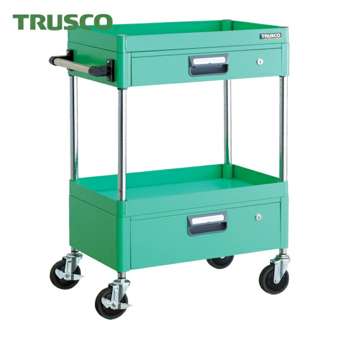 トラスコ TRUSCO ツールワゴン フェニックスワゴン 省音 600X400XH880 引出付 ヤンググリーン (1台) PEW-962VZ-YG