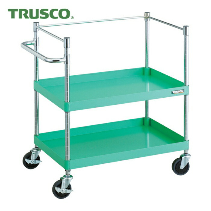 トラスコ TRUSCO ツールワゴン フェニックスワゴン 省音 750X500XH880 3方枠付 ヤンググリーン (1台) PEW-972K-YG｜工具ランド　いたわり館