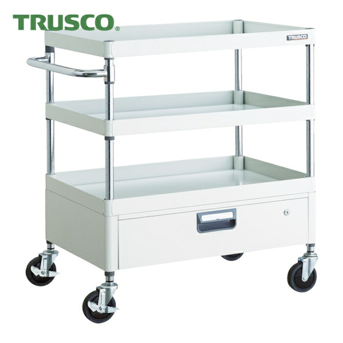 トラスコ TRUSCO ツールワゴン フェニックスワゴン 省音 750X500XH880 1段引出付 ホワイト (1台) PEW-973V-W