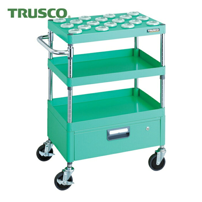 トラスコ TRUSCO ツールワゴン フェニックスワゴン 省音 600X400 1段引出付 NT-40 ヤンググリーン (1台) PEW-TL962BV-YG
