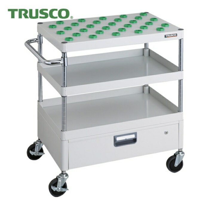 トラスコ TRUSCO ツールワゴン フェニックスワゴン 省音 750X500 1段引出付 BT-30 ホワイト (1台) PEW-TL972CV-W