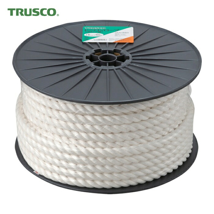 トラスコ TRUSCO ビニロン縄索 3つ打 線径16mmX長さ50m (1巻) R-1650