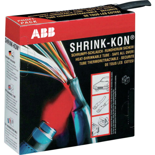 ABB シュリンクコン PKG0602-0-D 熱収縮チューブ 一般用カラーボックスタイプ 黒 (1巻)